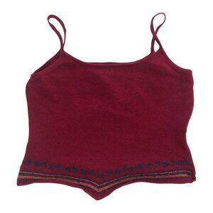 Tristan & Iseult Wool Embroidered Tank Cami Red Burgundy Sweater Large Medieval